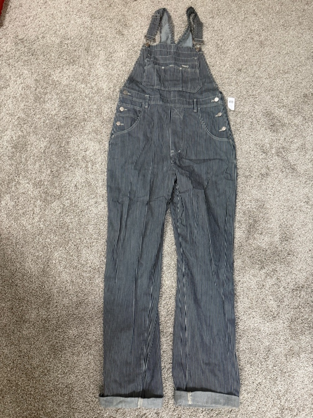 Gap Pinstripe Denim Overalls in Navy